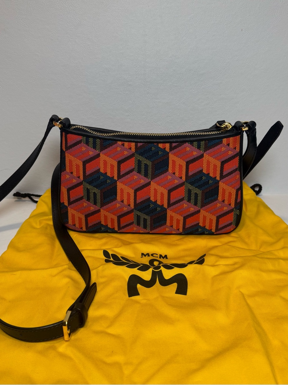 MCM Geometric Cubic Jacquard Crossbody Bag